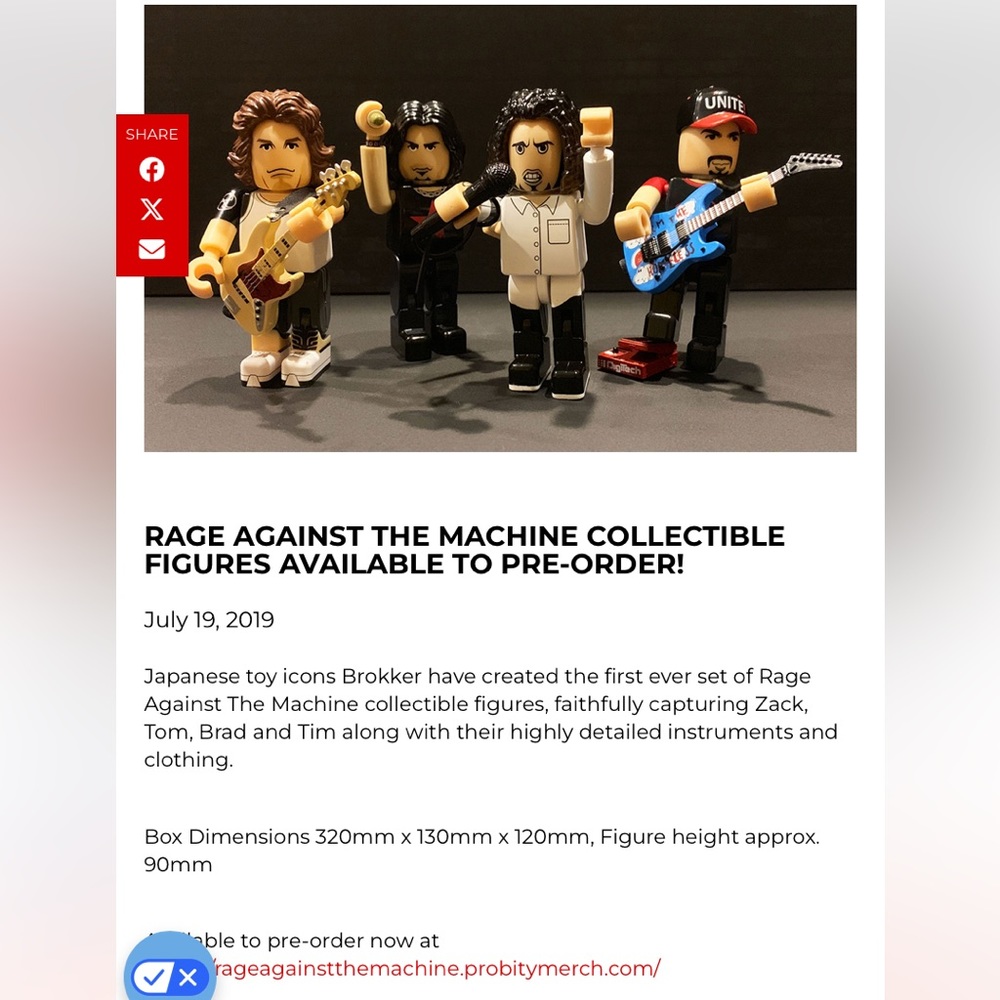 Rage Against The Machine collectible figures from Japan, Brokker